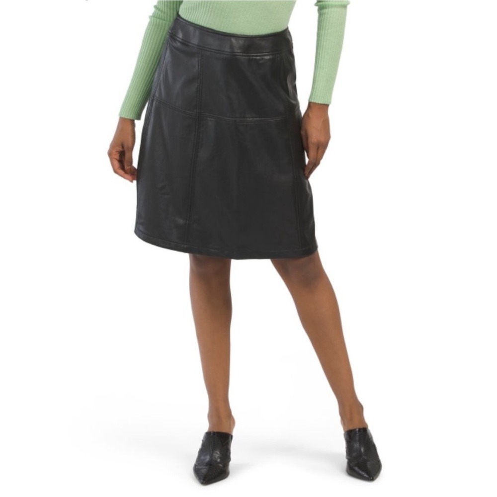 ZAC & RACHEL Black Faux Leather Midi Skirt